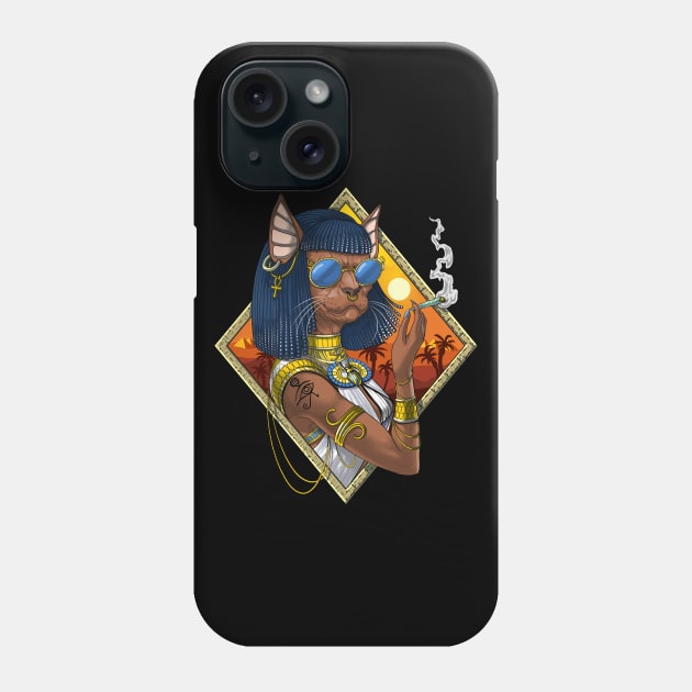 Bastet Egyptian Goddess Hippie Phone Case by underheaven