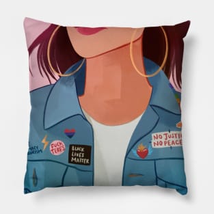 Jean Jacket Patches Pillow