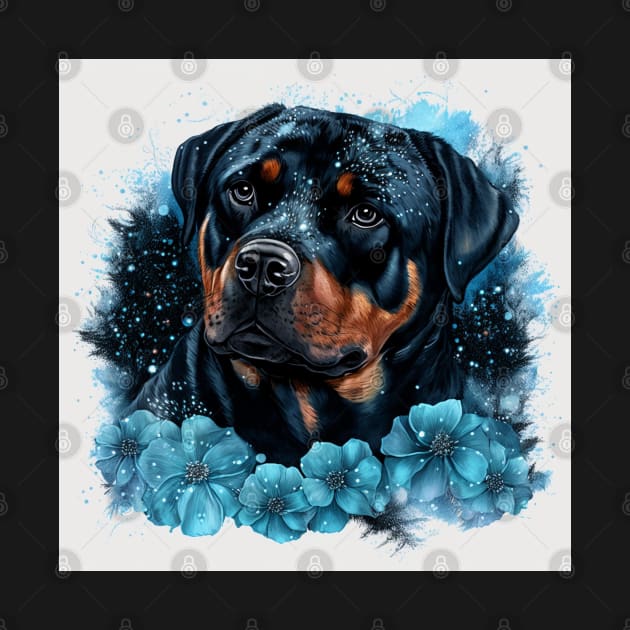 Rottweiler With Flowers by Enchanted Reverie