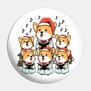 Corgi Carolers Christmas Singing Dog Choir Robes Pin