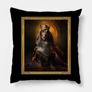 Distinguished Long Haired Dachshund - Medieval German King (Framed) Pillow