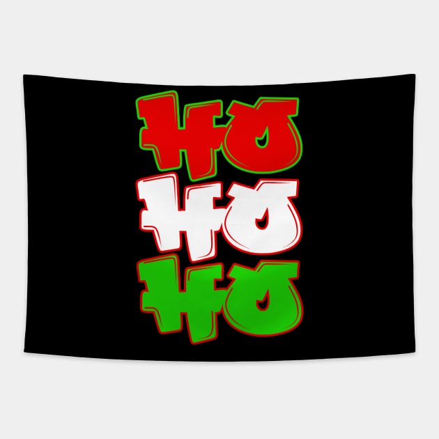 Ho Ho Ho Christmas Graffiti Style Hip Hop Typography Tapestry by graphicbombdesigns