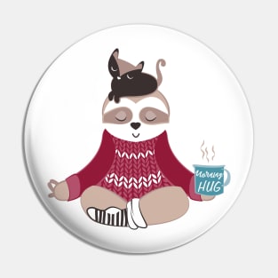 Hygge sloth doing yoga Pin