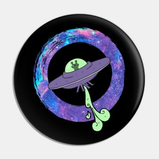 Nebula UFO Spaceship T-Shirt for People Who Love Galaxies and the Universe Pin