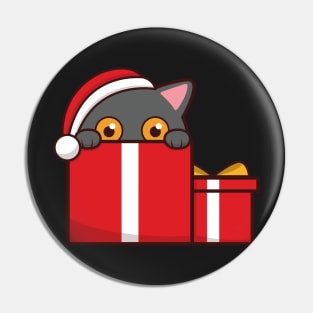 Kawaii Cat In The Christmas Gift Box Pin