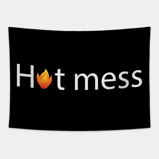 Hot mess artistic text design Tapestry