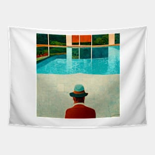 Figure standing by the pool Tapestry