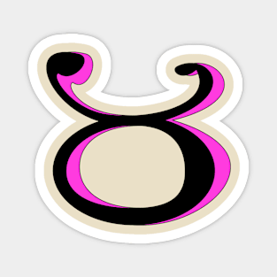 Taurus Zodiac Astrology Sign Pink and Black Symbol Magnet