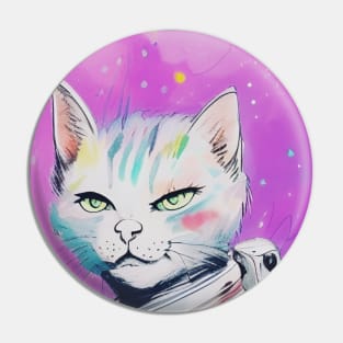 Cute Space Cat Art Pin