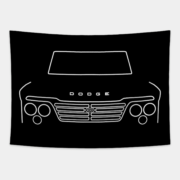 Vintage 1960s Dodge 100 Sweptline D/W series truck white outline graphic Tapestry by soitwouldseem