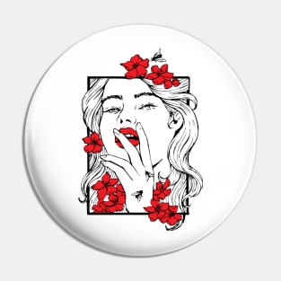 Red Cherry Blossoms Pin