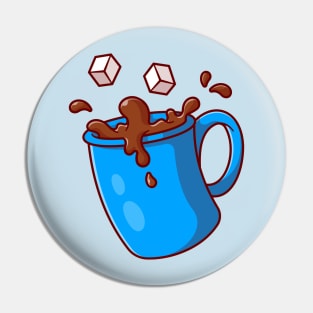 Coffee With Sugar Cartoon Pin