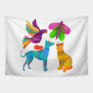 Alebrijes watercolor set dia de muertos Tapestry