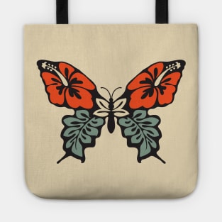 Butterfly 70s Floral Retro Old School Tote