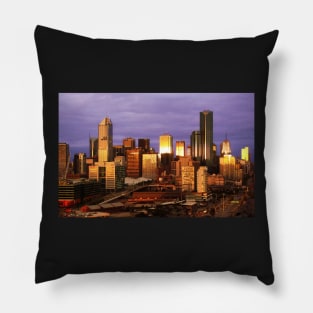 Melbourne at sunset, from Docklands Pillow