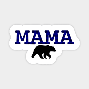 Mama Bear Dark Blue Plaid Check Magnet