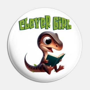 Cute Velociraptor Clever Girl Illustration Pin