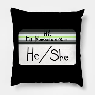 Hi my pronouns are - he she - agender pride Pillow