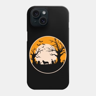 Halloween Corgi Silhouette - Zombie Hand Phone Case