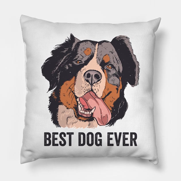 Bernese Mountain Dog Best Dog Ever Pillow by Visual Vibes