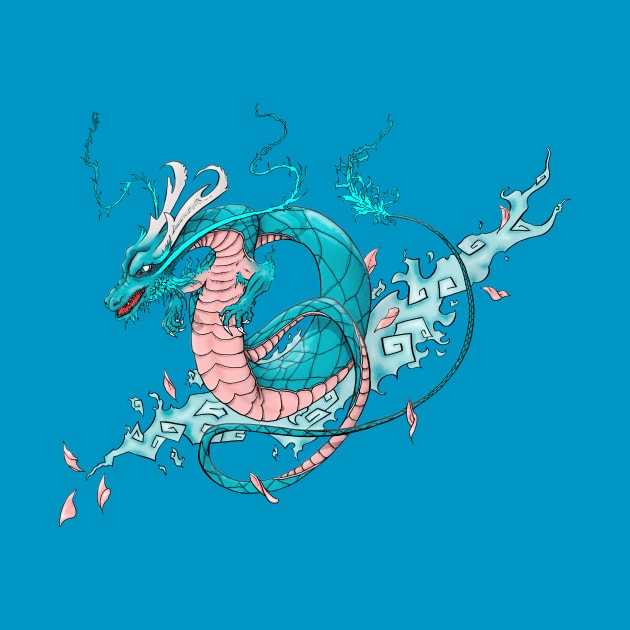 Tattoo Dragon, Aqua by Jarrodjvandenberg