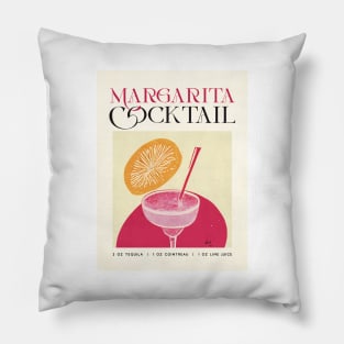 Margarita Retro Poster Pink Print Bar Prints, Vintage Drinks, Recipe, Wall Art Pillow