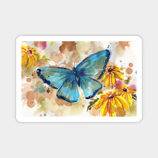 Watercolor Butterfly with BlackEyedSusan Magnet