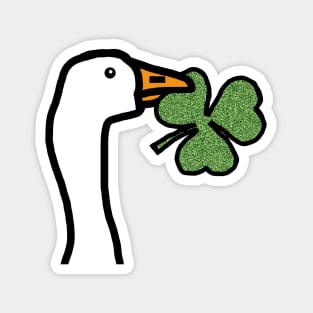 Portrait of a Gaming Goose Stealing a Shamrock Magnet