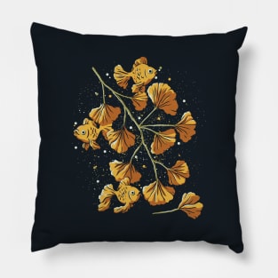 Ginkgo Golden Fish by Tobe Fonseca Pillow