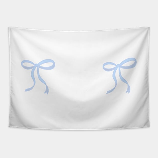 pair of cute Coquette baby blue ribbon bows repeating pattern seamless girly aesthetic this is me if you even care Tapestry by JuneNostalgia