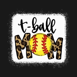 T Ball Mom Yellow Softball Tee Ball Mama Leopard Christmas T-Shirt