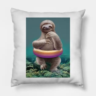 sloth with buoy Pillow