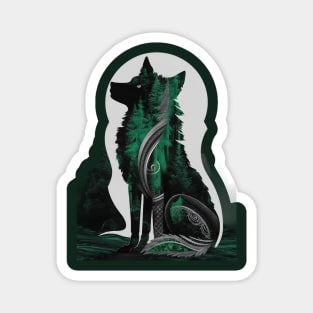 Green Wolf Look at Sky Magnet