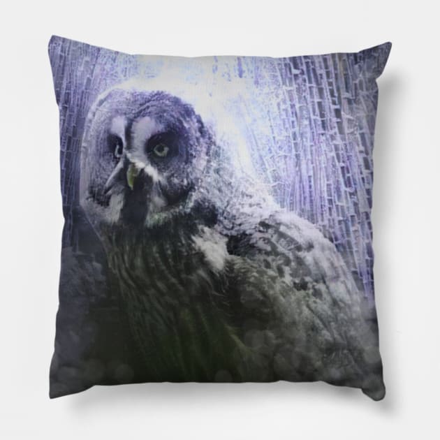 Gray Owl Spirit Pillow by On Dragon Wings Studio