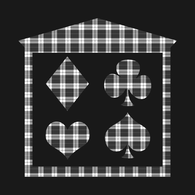 Black and White Plaid Playing Card Suits by Gingezel