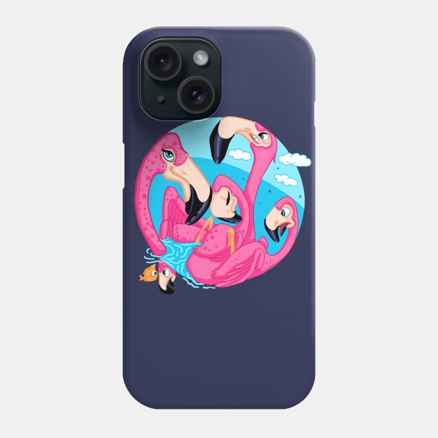 Crazy  pink family flamingo Phone Case by Olena Dosch