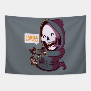 Funny Cartoon Grim Reaper // I Will Get You! Tapestry