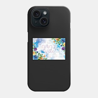 Calendar 2023, watercolor floral background Phone Case