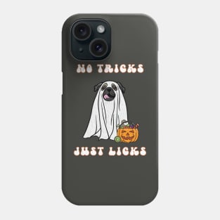 No Tricks Just Licks Halloween Pug Ghost Dog Funny Distressed Design Phone Case