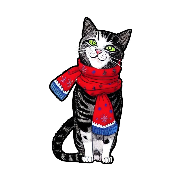 Cat in a scarf by DarkwingDave