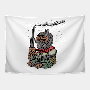 Zapatist rebel mexican soldier illustration Tapestry