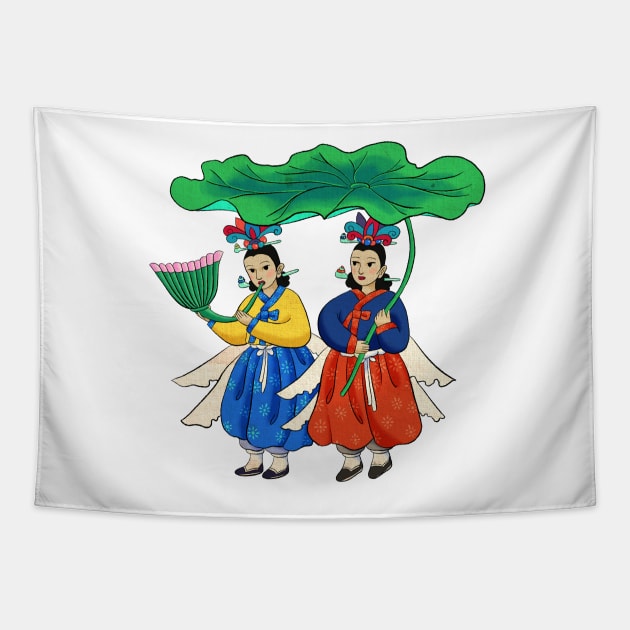 Minhwa: Taoist Fairy Sisters C-1 Type Tapestry by koreanfolkpaint