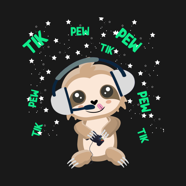 Funny cute baby sloth playing video games by Flipodesigner