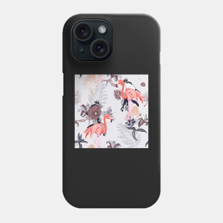 Flamingo and flowers Phone Case