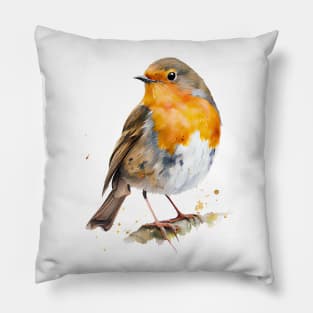 Robin Bird Watercolor Pillow