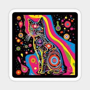 Psychedelic Cat Magnet