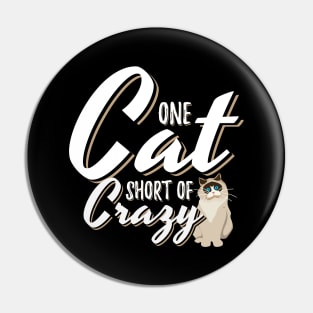 One Cat Short Of Crazy Pin