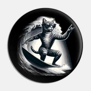 Funny Cat Surfing Gifts Funny Cat Surfer Pin