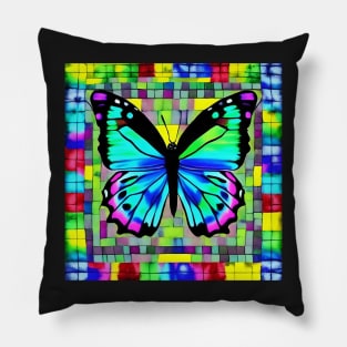 Mosaic Butterfly Psychedelic Grid Game Board Gift Mom Pillow