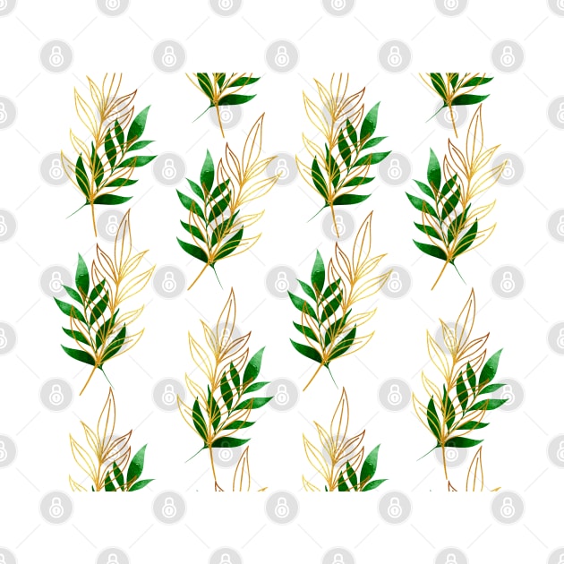 Green Gold Leaf pattern by themadesigns